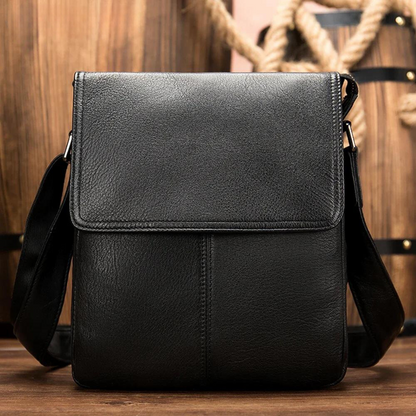 Luxe Zwarte Leren Schoudertas voor Heren - Elegant & Functioneel.