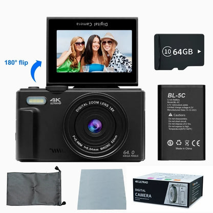 Ontdek de wereld in detail met de PixelPerfect™ 64 MP Digitale Camera.