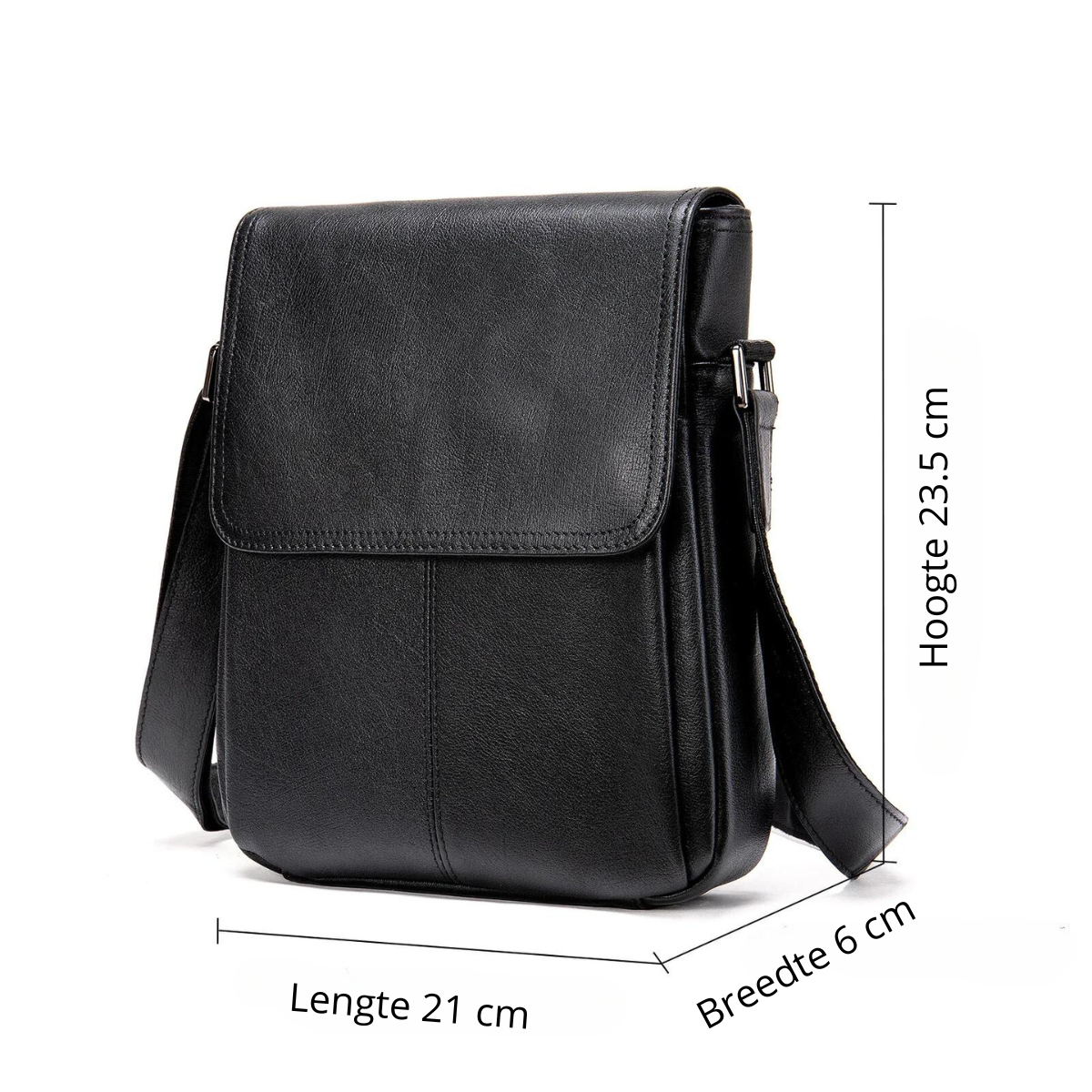 Luxe Zwarte Leren Schoudertas voor Heren - Elegant & Functioneel.