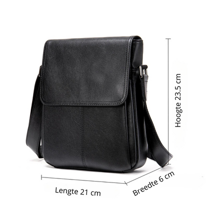 Luxe Zwarte Leren Schoudertas voor Heren - Elegant & Functioneel.